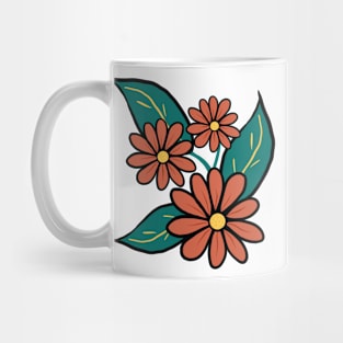 Daisy's Orange flowers with leaves Mug